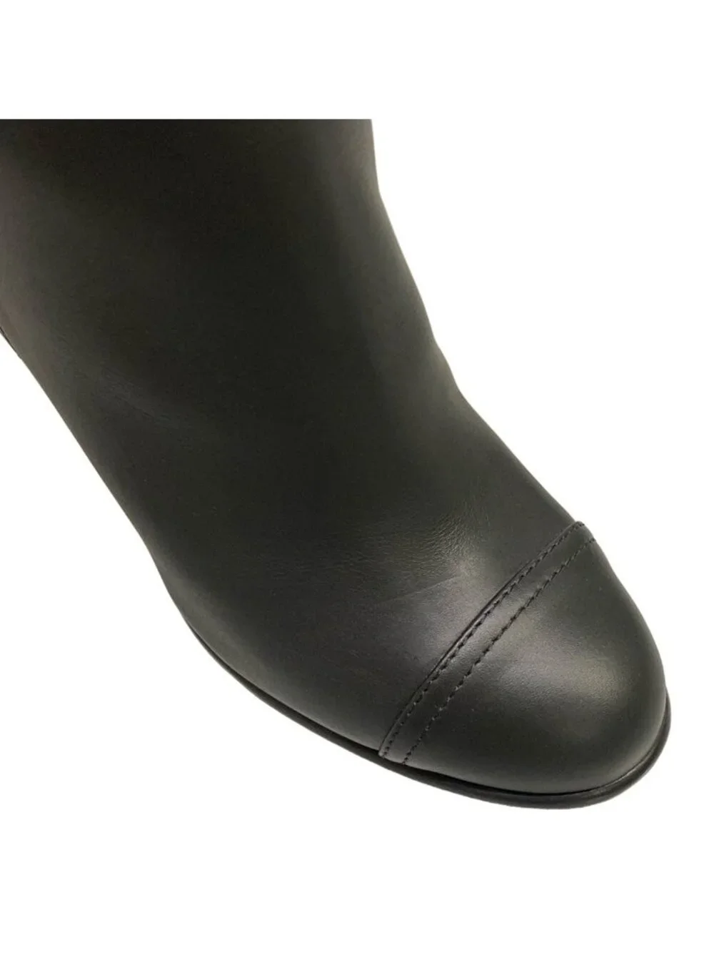 Chanel Long Boots 37.5 C Black CC Logo Leather